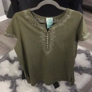 14/16 avenue 100% cotton olive embroidered top